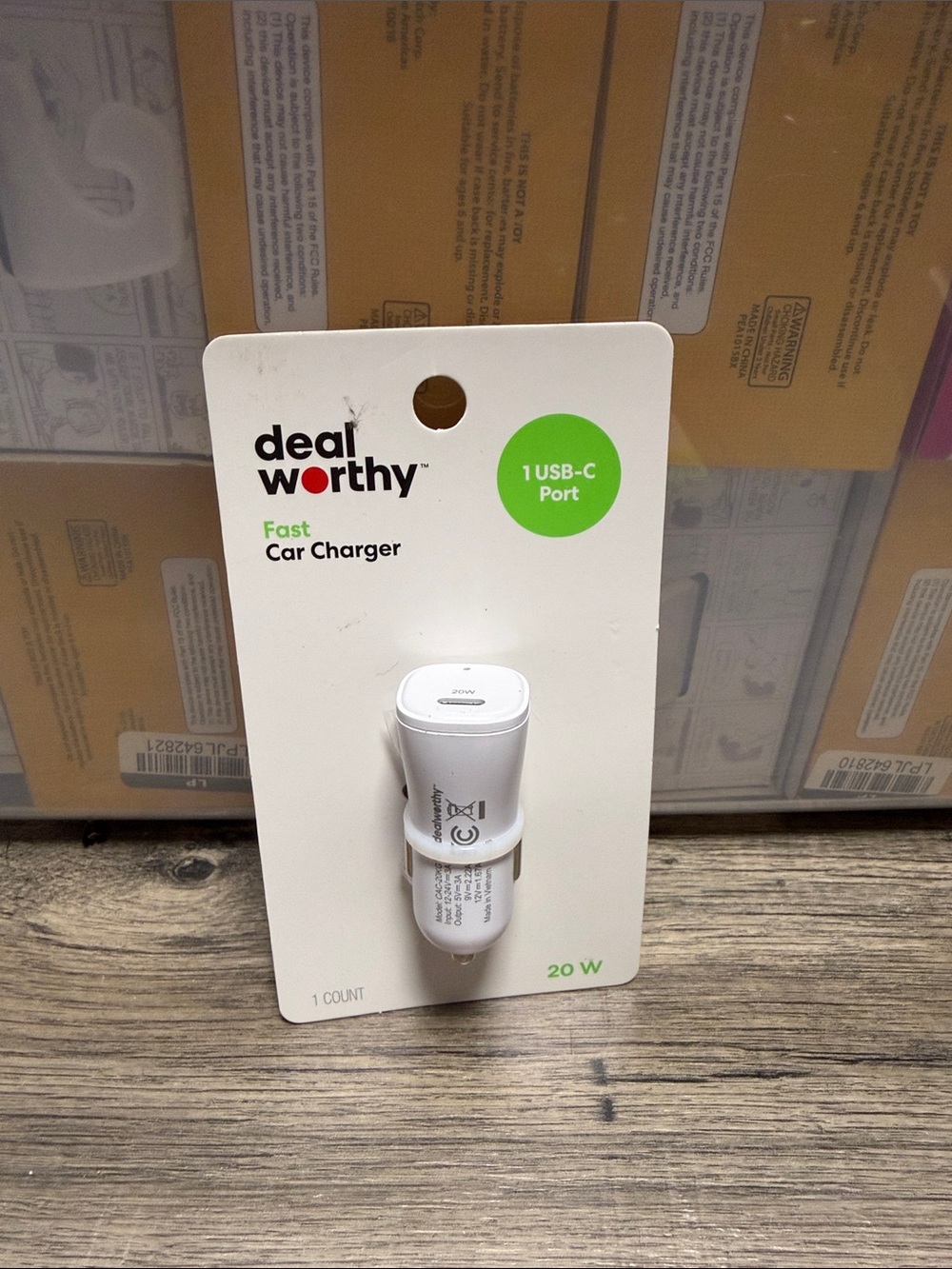 White 20W USB-C Fast Car Charger